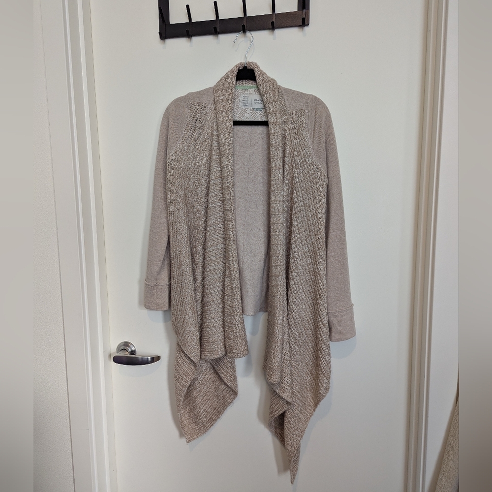 Antheopologie Women's Beige Open Front Cardigan Sweater